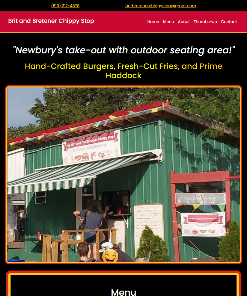 Image of Brit and Bretoner Chippy Stop website.